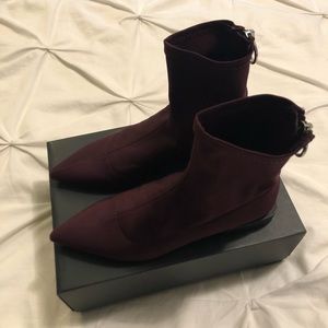 Zara Burgundy Ankle Boot with Zip Ring Detail
